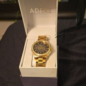 Adexe Gold Watch with Black Dial